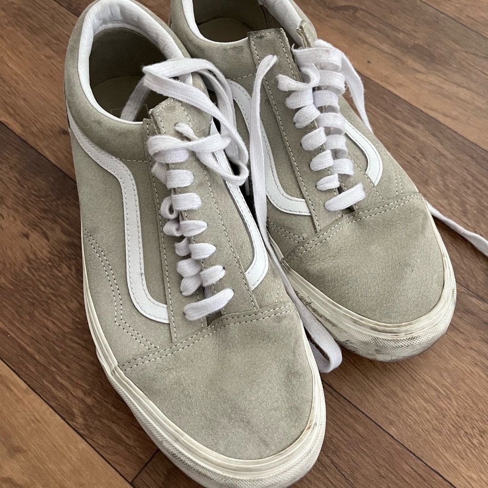 Vans Sage and White Classic Sneakers